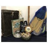 Snorkel set, barometer, decor, bell, vintage