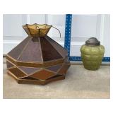 Stained glass hanging light fixture & green