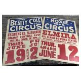 2 Circus posters Elmira NY - Clyde Beatty-Cole