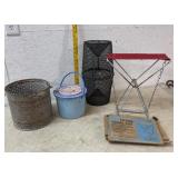 Fishing seat folding and minnow traps