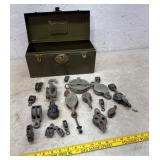 Tin box of pulleys