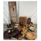 Trivits, live edge wooden bowl, Moko carved