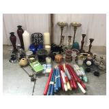 Large lot of candle holders and candles