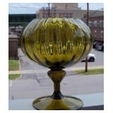 Mid Century Modern Empoli Art Glass Footed Bowl