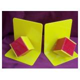 Mid Century Lucite Modernist Bookends Corner Chip