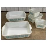 5 Pyrex Amish Butterprint dishes