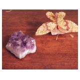 Amethyst geode and pink quartz with butterfly