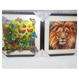 Hologram wall art-Butterflies and Lion. 17" x