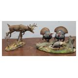 2 large Danbury mint figures - deer and turkey -