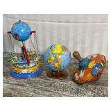 Vintage tin toys - banks, and 2 spinning toys