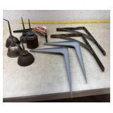 Shelf brackets and oil cans