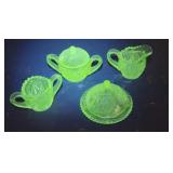 Clear glass glowing green child