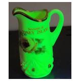 Antique Coney Island NY Custard Uranium Glass