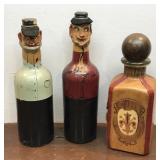 Old leather covered bottle & Mixed media