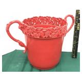 Planter- Red metal 2 handles