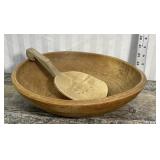 Antique Wooden Butter bowl and paddle