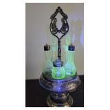 Glow glass Victorian swivel Castor / cruet set -