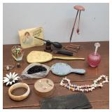 Girly lot - perfume, hair net, paperweight,