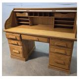 Oak s roll top desk 58"26"47"