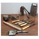 Early kitchen lot - advertising Amsterdam tongs,