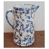 Blue and white spongeware pitcher