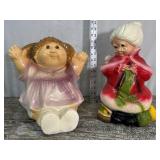 2 vintage ceramic banks - Cabbage Patch kid and