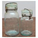 2 Early Lightning Blue Canning Jars