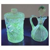 EAPG~CORNELL glow Flint Glass Pickle / Marmalade