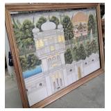 Huge Indian Palace scene on silk? Or satin? 62x42