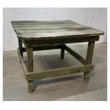 Primitive pot table, old green paint 30x32x22