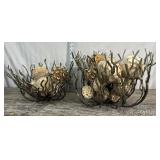 2 Metal Decor Baskets With Wooden Balls