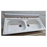 Enamel double bay sink 48"24"6"