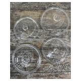 4 glass lids - one marked Corning  *one has chip