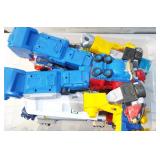 Large bin of kids toys, Hess Trucks,