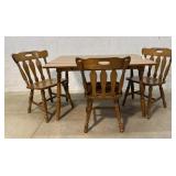 Maple drop leaf table and 3 chairs 48x36x28