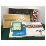 Board games- Risk, Parcheesi, Monopoly
