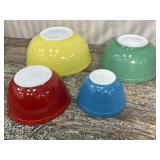 4 Pyrex Primary Colors Set Of Bowls *large Yellow