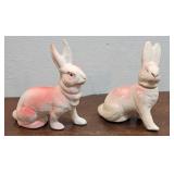 2 paper mache Easter bunny candy containers -