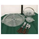 Mid Century Mod Glassware Bowls, Serving Platter