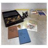 Chess pieces,stamps,s&p shaker etc