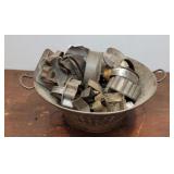 Tin strainer & vintage cookie cutters