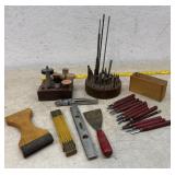 Wood working tools carving knives, drill, bits,