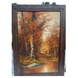 Oil on Canvas. Fall forest scene. Signed Riley.