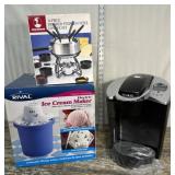 Keurig coffee maker, Rival Electric Ice Cream