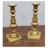 Pair brass "Push-up" candlestick - nice