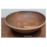Large wooden dough bowl - great patina - cracked
