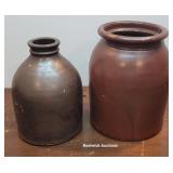 2 Brown Crocks - couple chips