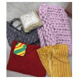 3 sack/tote style bags, red Afghan, retro