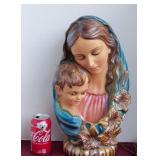 1966 Mary & Infant Jesus Chalkware Bust Blessed