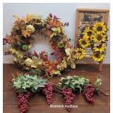 3pcs Fall - Wreath, Washboard, & Grapes
